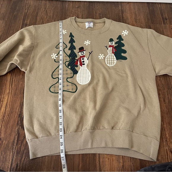 JERZEES Nublend Vintage Frabjous Snowman Christmas Sweatshirt Size Large - Picture 9 of 9